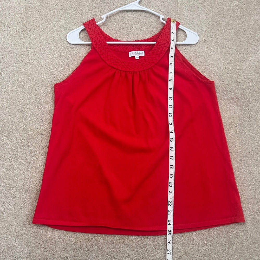 JOSEPH A. Red Sleeveless Knit Top Women's Size L Braided Neckline Casual - Picture 7 of 8
